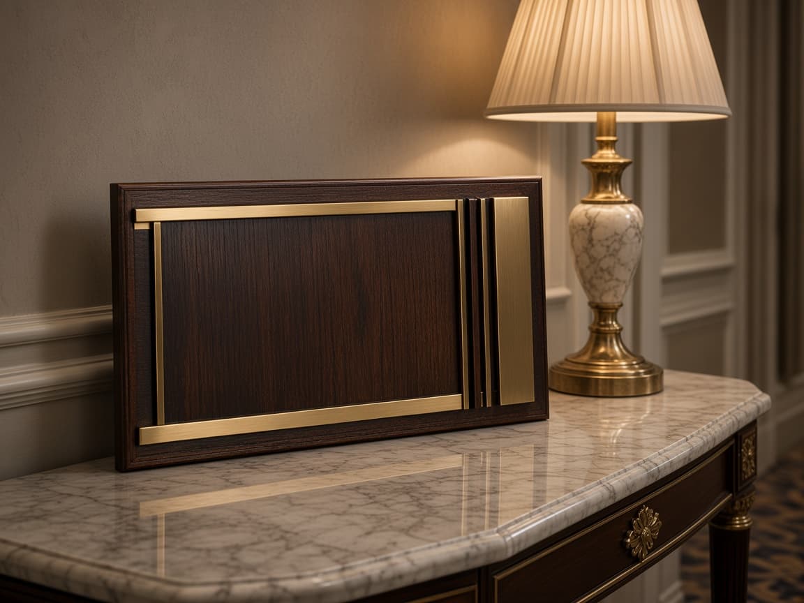 Hotel Room Number Signs design concept beside everyday objects for scale