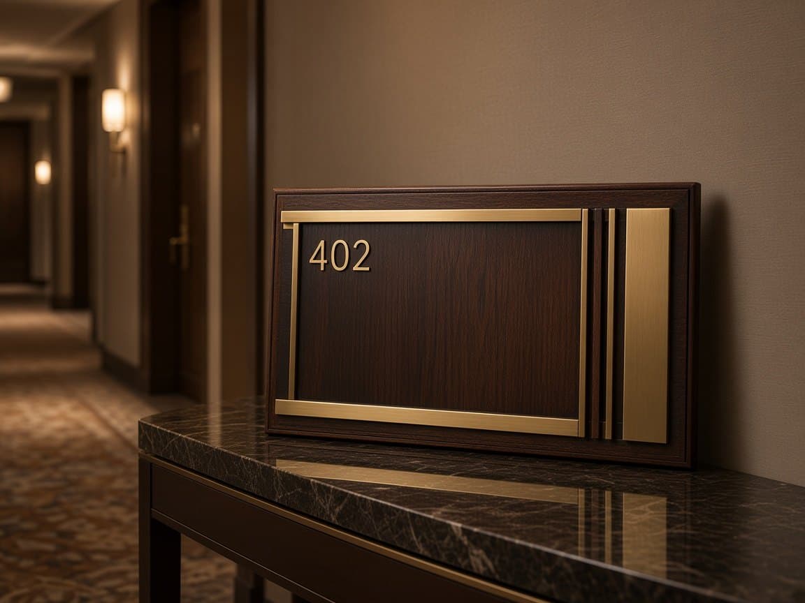 Hotel Room Number Signs design concept in a presentation setting